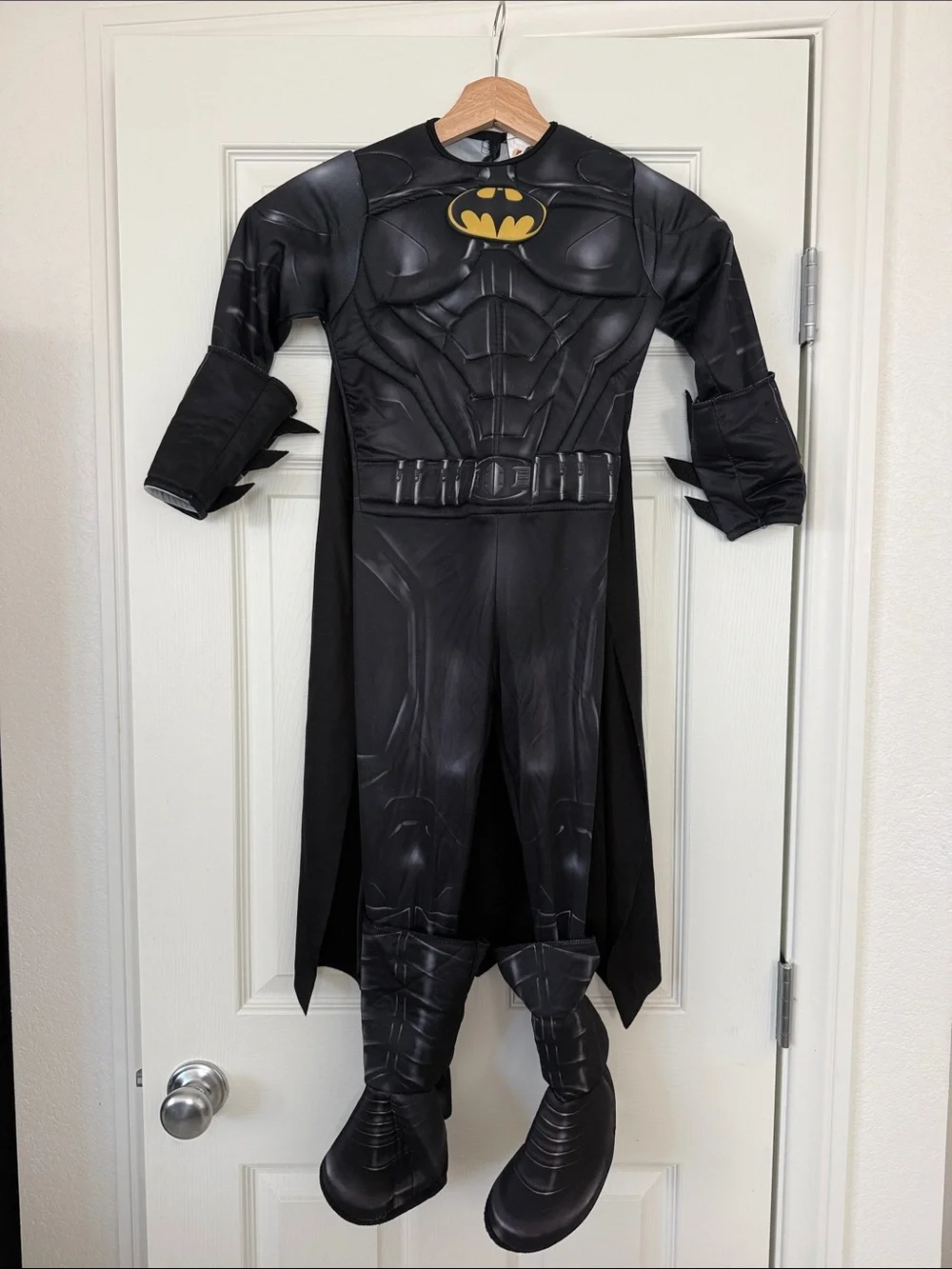 Kids Black Superhero Costume with Yellow Emblem